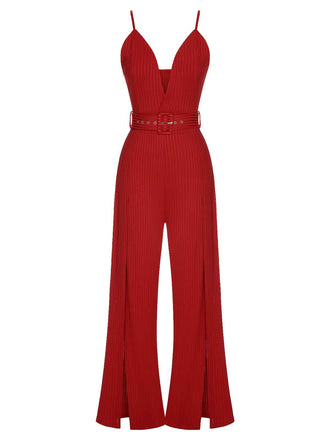 1930s Deep V-Neck Spaghetti Strap Wide-Leg Jumpsuit: timeless 1930s elegance she makes her own