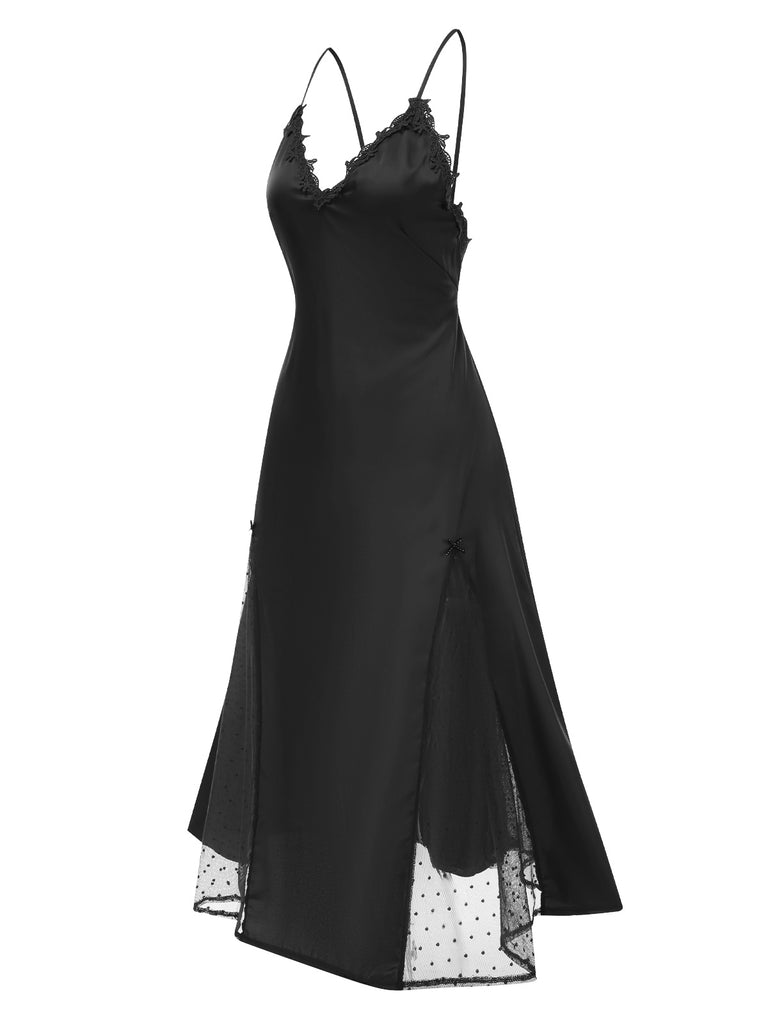 View 6: 1930s 1930s Dots Sheer Satin Patchwork Str