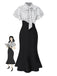1930s Dots Tie Neck Mermaid Dress - vintage dress, retro fashion