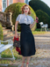 1930s Dots Tie Neck Mermaid Dress - vintage dress, retro fashion