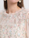 Beige 1930s Floral Embroidery Illusion Mesh Ruffled Dress - vintage dress, retro fashion