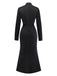 Black 1930s Bow Collar Metal Button Front Slit Dress - vintage dress, retro fashion, classic black