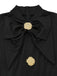 Black 1930s Bow Collar Metal Button Front Slit Dress - vintage dress, retro fashion, classic black