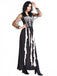 Black 1930s Halloween Skeleton Ruffles Dress With Veil - vintage dress, retro fashion, classic black