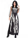 Black 1930s Halloween Skeleton Ruffles Dress With Veil - vintage dress, retro fashion, classic black