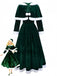 1930s Christmas Mrs. Santa Claus Velvet Dress with Cape - vintage dress, retro fashion