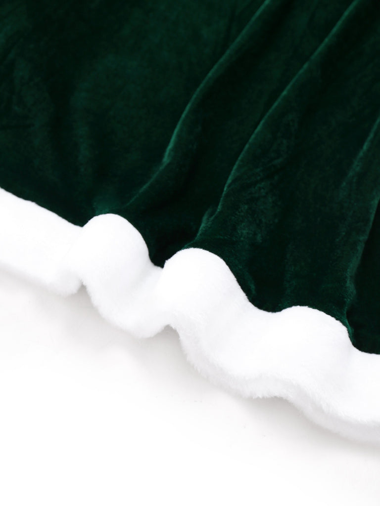 1930s Christmas Mrs. Santa Claus Velvet Dress with Cape - vintage dress, retro fashion