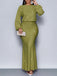 1930s Glitter Ruched Lantern Sleeve Knit Fishtail Dress - vintage dress, retro fashion