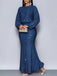 1930s Glitter Ruched Lantern Sleeve Knit Fishtail Dress - vintage dress, retro fashion