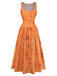 Orange 1930s Cotton Sleeveless Printed Fitted Dress - vintage dress, retro fashion