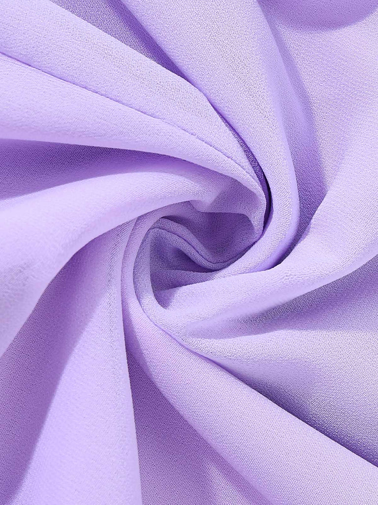 Purple 1930s Halter Ruffle Chiffon Backless Maxi Dress - vintage dress, retro fashion