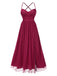 Red 1930s Solid Mesh Spaghetti Straps Evening Dress - vintage dress, retro fashion, elegant red
