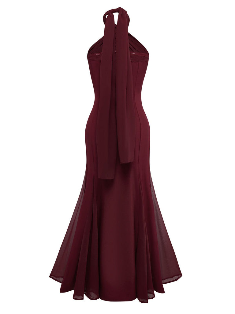 1930s Solid Chiffon Criss Cross Strapless Convertible Dress - vintage dress, retro fashion