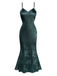1930s Solid Satin Floral Jacquard Slip Mermaid Dress - vintage dress, retro fashion