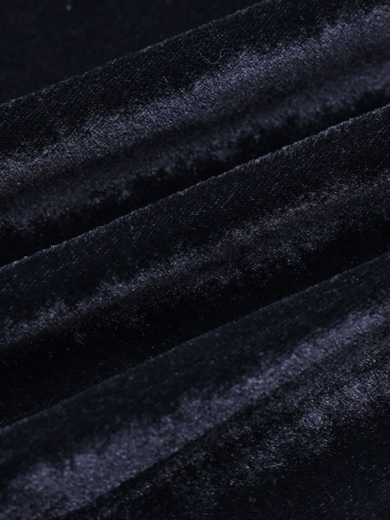 1930s Velvet Bell-Sleeve Wednesday Addams Style Dress - vintage dress, retro fashion