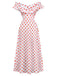 White 1930s Red Polka Dots Off-Shoulder Ruffle Maxi Dress - vintage dress, retro fashion, elegant red