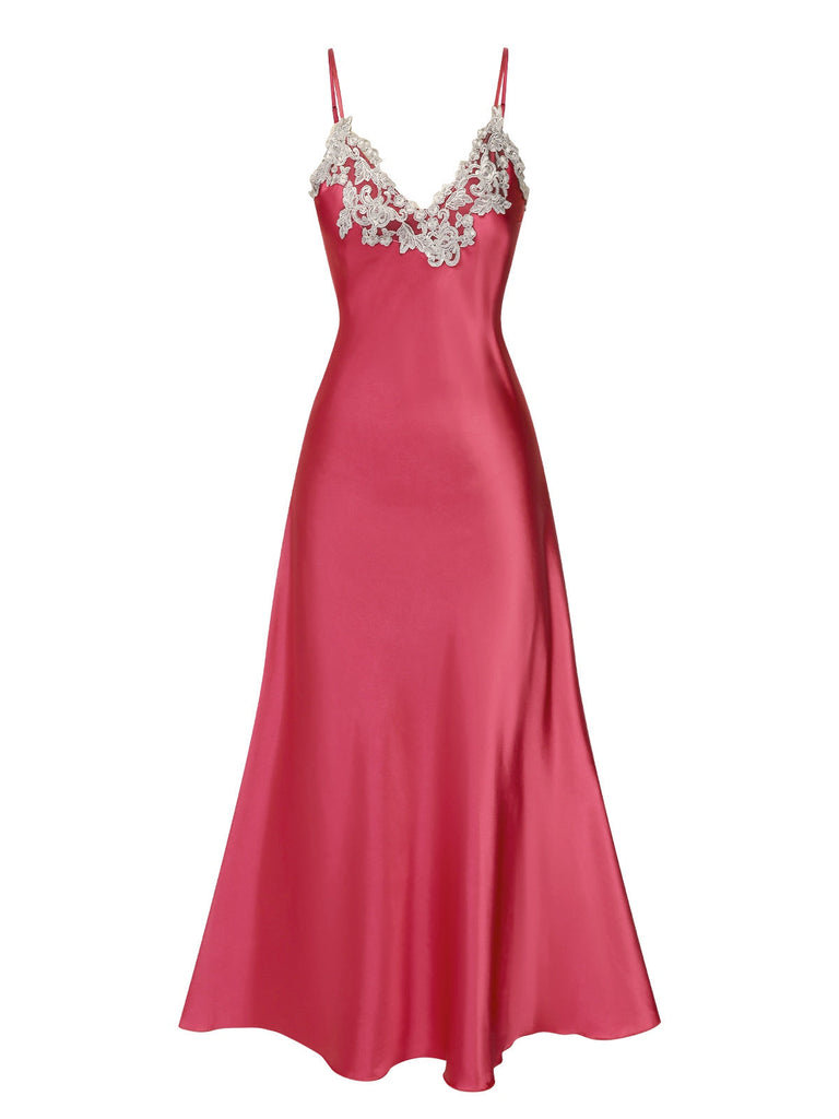 This 1930s Embroidered Faux Satin Strap Nightgown 