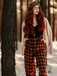 1930s Faux 3PCS Bow Plaid Jumpsuit - vintage jumpsuit, retro fashion