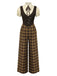 Brown 1930s Faux 3PCS Bow Plaid Jumpsuit, vintage romper, retro jumpsuit - perfect for women who love vintage and retro fashion