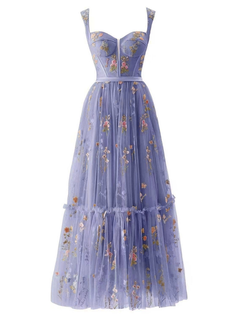 1930s Floral Mesh Boned Lace-Up Dress, classic vintage style elegant retro fashion - Image 16