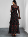 1930s Floral Mesh Ruffle Maxi Dress - vintage dress, retro fashion