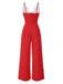 1930s Floral Patchwork V-Neck Straps Jumpsuit - vintage jumpsuit, retro fashion