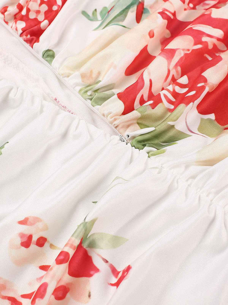View 6: 1930s 1930s Floral Pleated Ruffled Hem Dress, perfect for retro themed parties, vintage fashion enthusiasts and special occasions