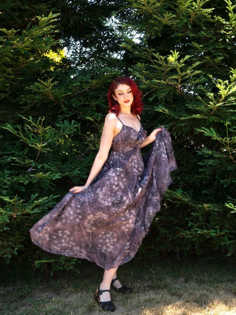 Purple 1930s Floral V-Neck Bohemian Slip Dress, vintage dress, retro fashion, floral print - perfect for women who love vintage and retro fashion