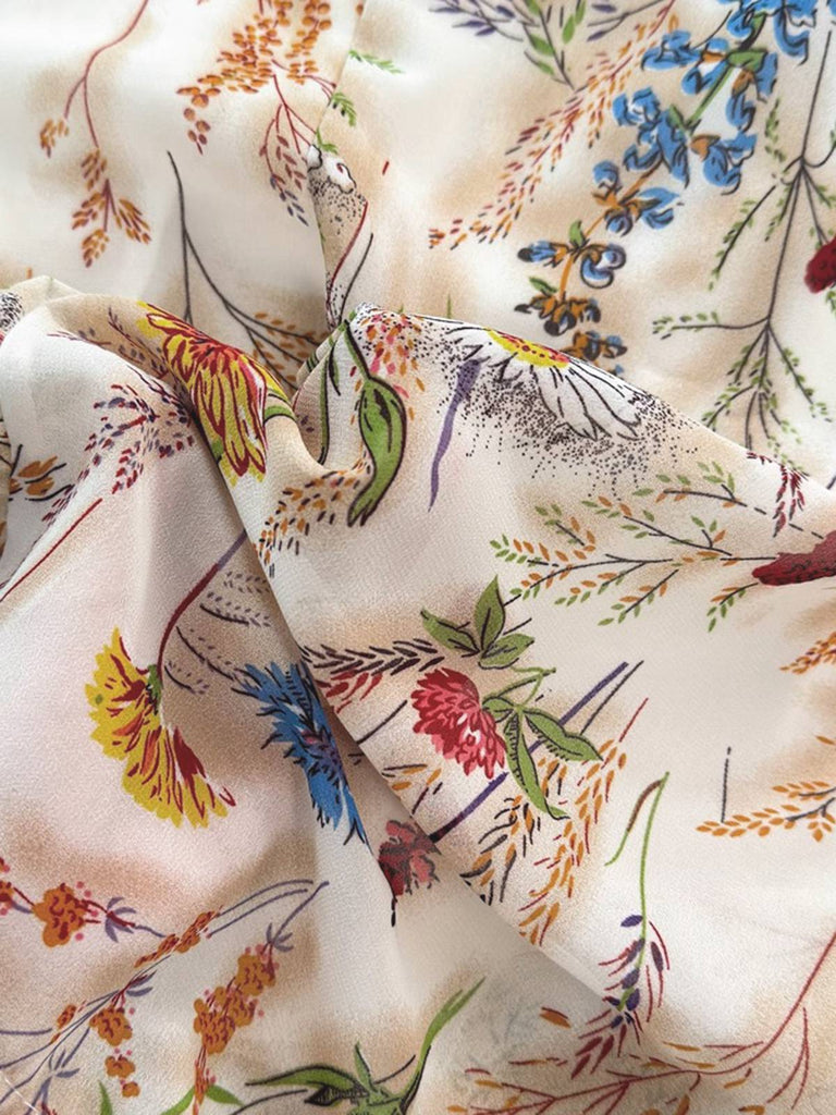 Multicolor 1930s Floral V-Neck Bohemian Slip Dress: beautiful vintage dress, retro fashion, elegant style with timeless appeal