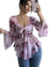 1930s Floral V-Neck Flare Chiffon Blouse - vintage fashion, retro style