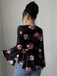 1930s Floral V-Neck Flare Chiffon Blouse - vintage fashion, retro style