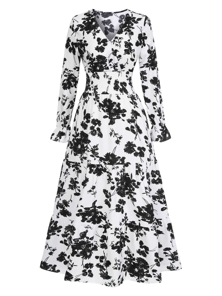 Fabric texture: 1930s 1930s Flower Silhouette V-Ne