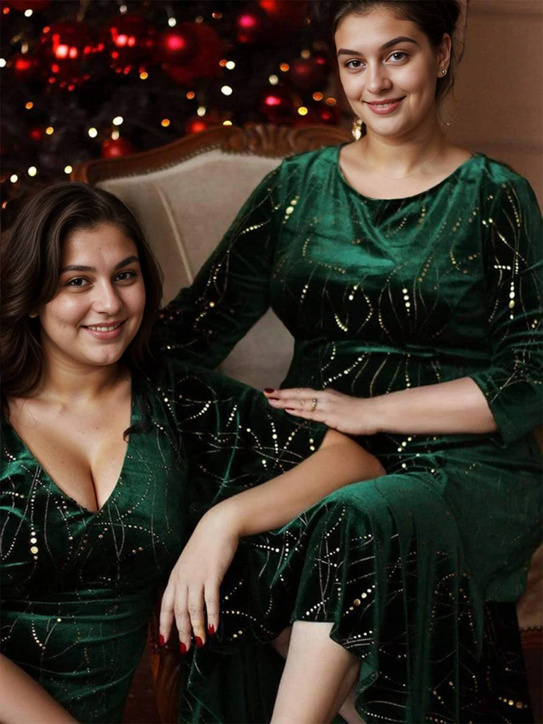 [Plus Size] 1930s Glitter Velvet Mermaid Dress, vintage dress, retro fashion - perfect for women who love vintage and retro fashion