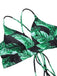 1930s Green Leaves V-Neck Strap Bikini Set - vintage fashion, retro style