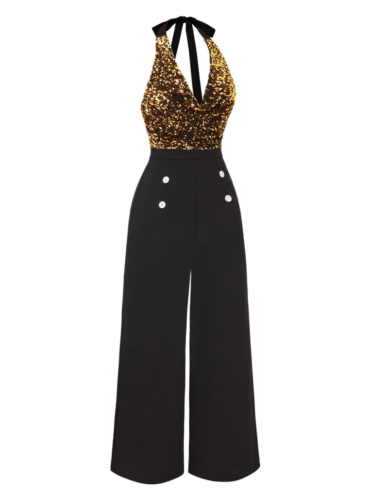 This 1930s Halter Neck Sequined Jumpsuit whispers 1930s secrets to those who notice