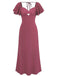 1930s Heart Neck Ruffled Sleeve Satin Dress - vintage dress, retro fashion