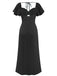 1930s Heart Neck Ruffled Sleeve Satin Dress - vintage dress, retro fashion