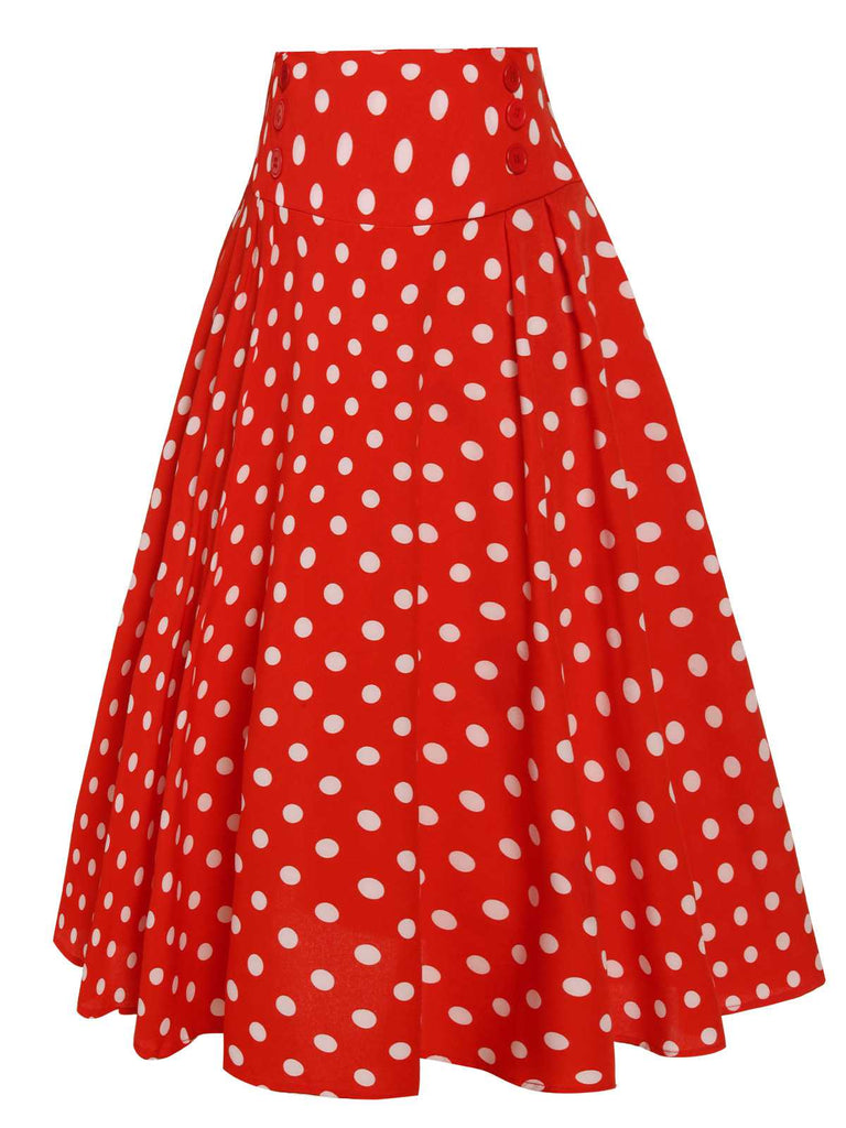 1930s High Waist Contrast Polka Dots Skirt: 1930s grace for the woman who dances through life