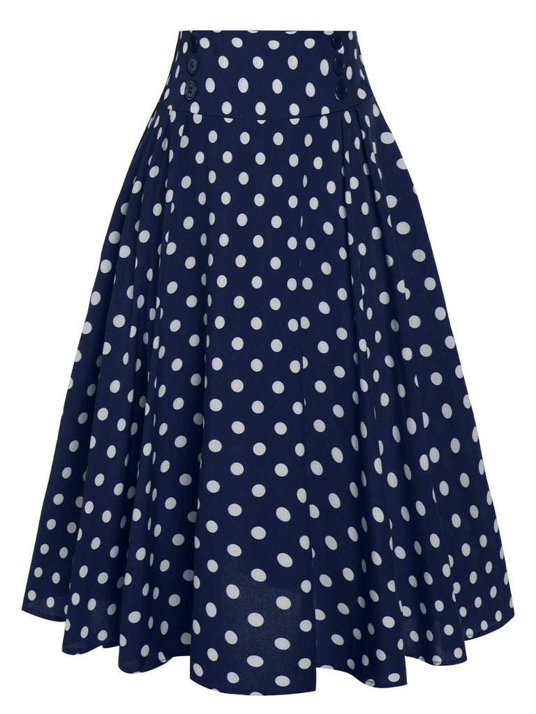 She sways in this 1930s High Waist Contrast Polka Dots Skirt and it's pure 1930s magic