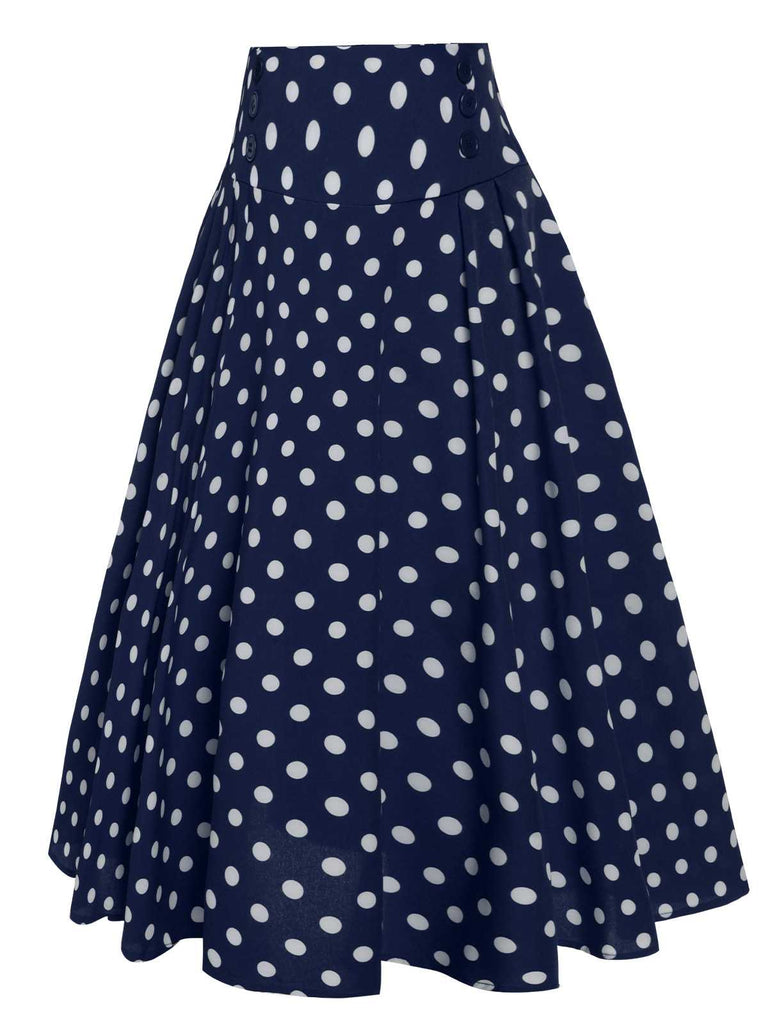 1930s High Waist Contrast Polka Dots Skirt: 1930s grace for the woman who dances through life