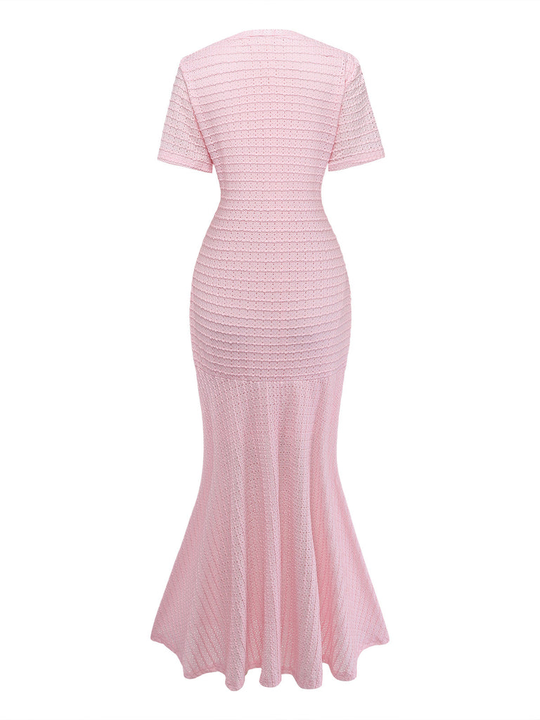 1930s Hollow Out Plaid Mermaid Dress - vintage dress, retro fashion for vintage lovers