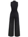 Black 1930s Sleeveless Chain Drawstring Half-Turtleneck Jumpsuit - vintage jumpsuit, retro fashion, classic black