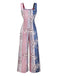 1930s Floral Colorblock High-Rise Suspender Jumpsuit - vintage jumpsuit, retro fashion