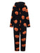 Orange 1930s Halloween Pumpkin Zipper Hooded Jumpsuit - vintage jumpsuit, retro fashion