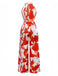 Red 1930s Abstract Prints Belted Sleeveless Jumpsuit - vintage jumpsuit, retro fashion, elegant red