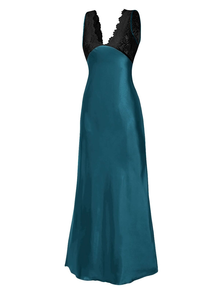 Back view: 1930s 1930s Lace Hollow Satin Patchwork