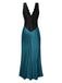 Side view: 1930s 1930s Lace Hollow Satin Patchwork