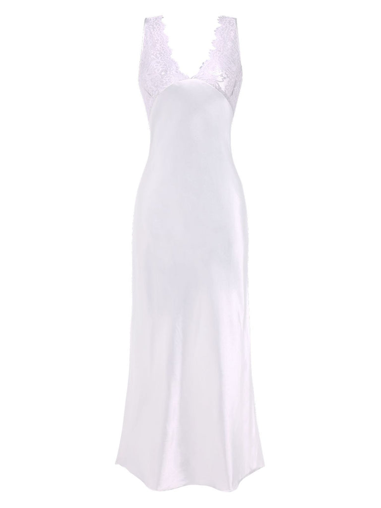 View 7: 1930s 1930s Lace Hollow Satin Patchwork V-