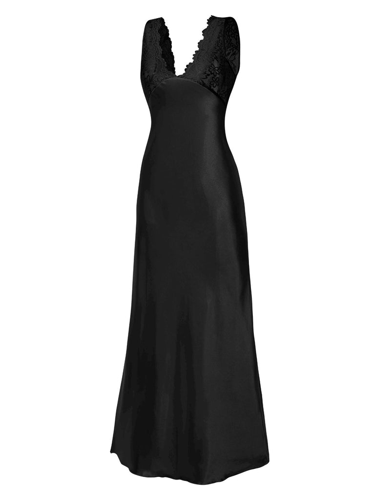 View 9: 1930s 1930s Lace Hollow Satin Patchwork V-