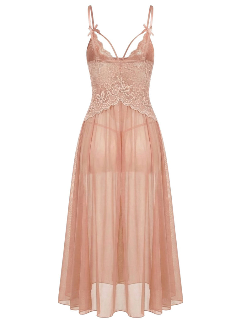 1930s Lace Spaghetti Strap Mesh Nightgowns - vintage fashion, retro style for vintage lovers